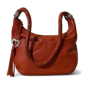 ❤️BRIGHTON LEATHER BARBADOS ZIP TOP HOBO SHOULDER BAG